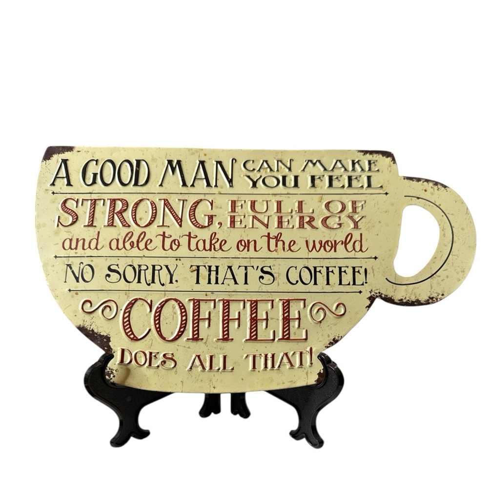 Funny Metal Wall Decor for Kitchen or Coffee Station. Ready to hang. (K)